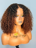 Diva-Kinky curly brown Wig HD closure