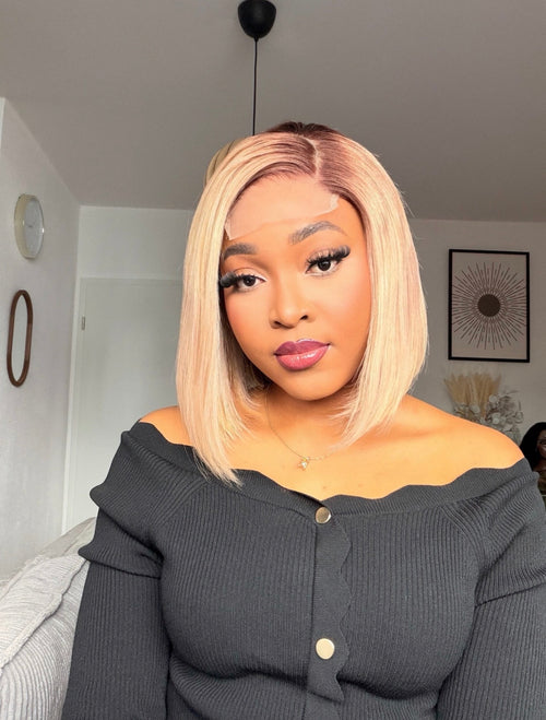 Blondasse-bob wig Ash blond 4x4 closure