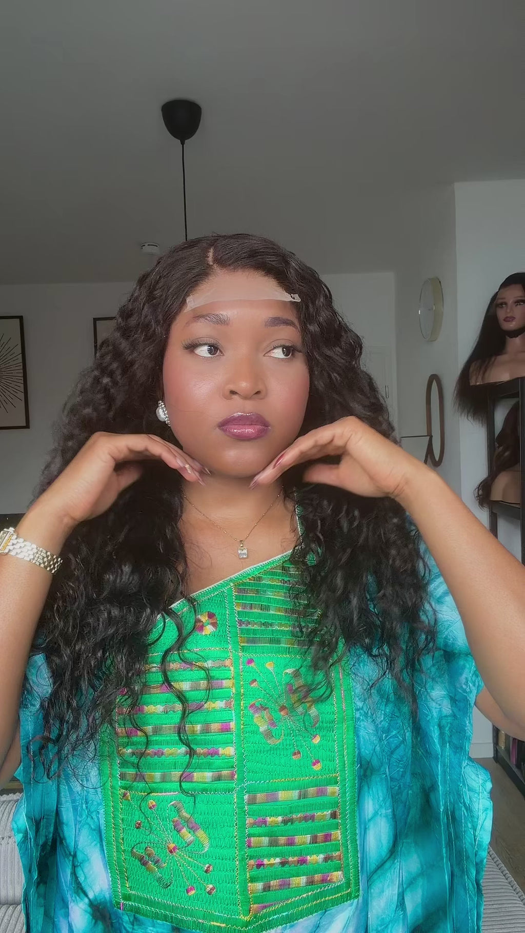 Curly wig 22inch avec closure4x4